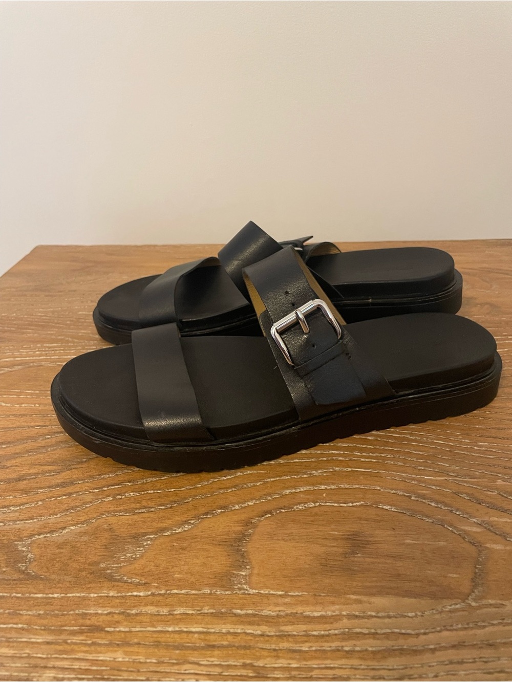 Madewell Black Dee Double-Strap Slide Sandal 8.5